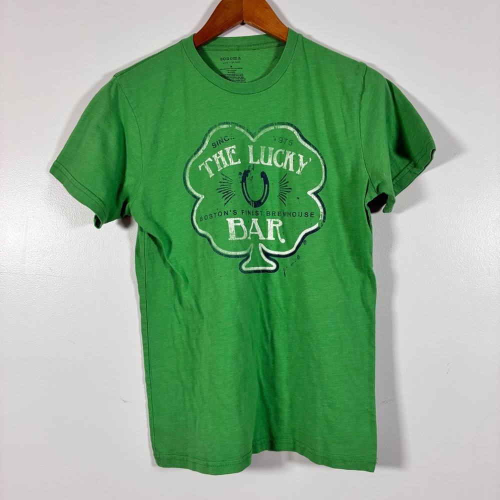 Sonoma Graphic Tee M The Lucky Bar Boston Shamrock St. Patricks Day Irish Pub